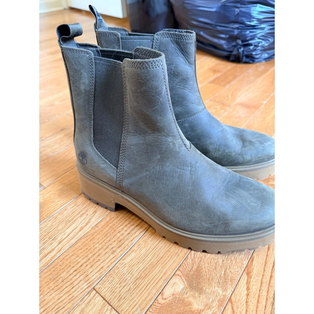 Timberland Courmayeur Valley Chelsea Boots Grey Leather Lug Sole A9919 Womens 9